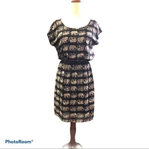 Hippie Goth Black Indian‎ Elephant Dress Size S